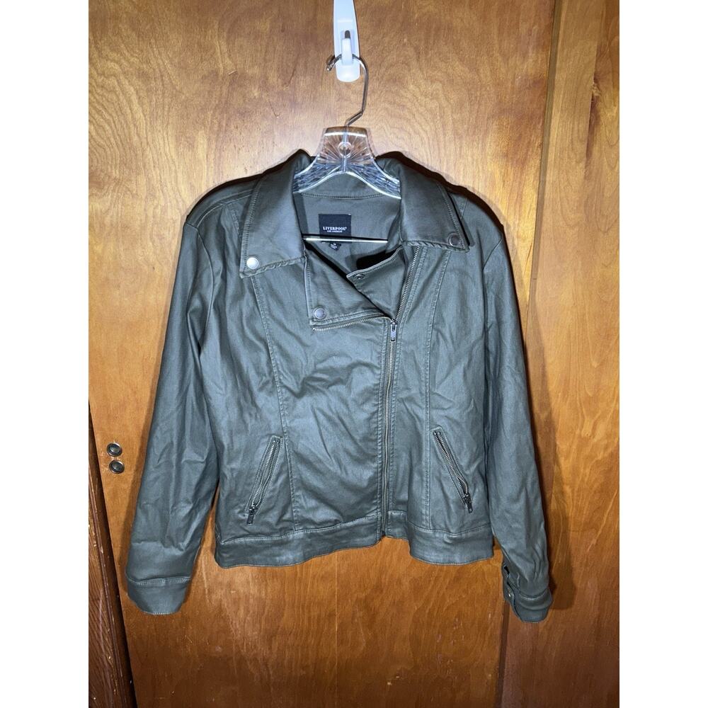 liverpool Los Angeles green women's moto-style jacket